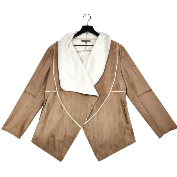 Mia + Tess Designs Jackets & Blazers - Mia + Tess Boutique Faux Suede Hide Wrap Large Brown Western‎ Boho Retro Vegan
